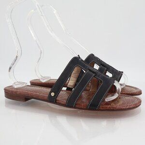 Sam Edelman Berit Slip On Slide Sandal Women's 10 Black Strappy Flat Shoes Vegan